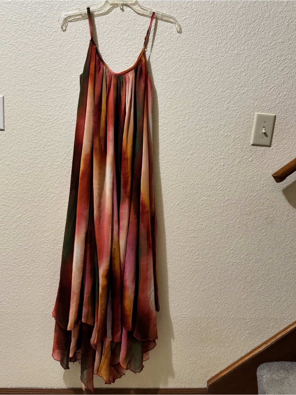 MISA Los Angeles Flowy Watercolor Spaghetti-Strap Maxi Dress S